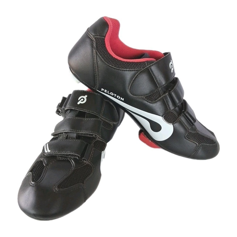 PELETON Cycling‎ Shoes Size 40 Men's 7 Women's 9 Black Red Bike Cleats Assembled